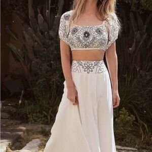 Free People White Maxi Skirt Set